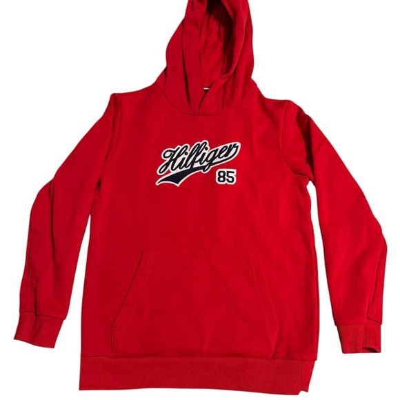 Tommy Hilfiger Varsity Script Logo Hoodie Red - Picture 3 of 5